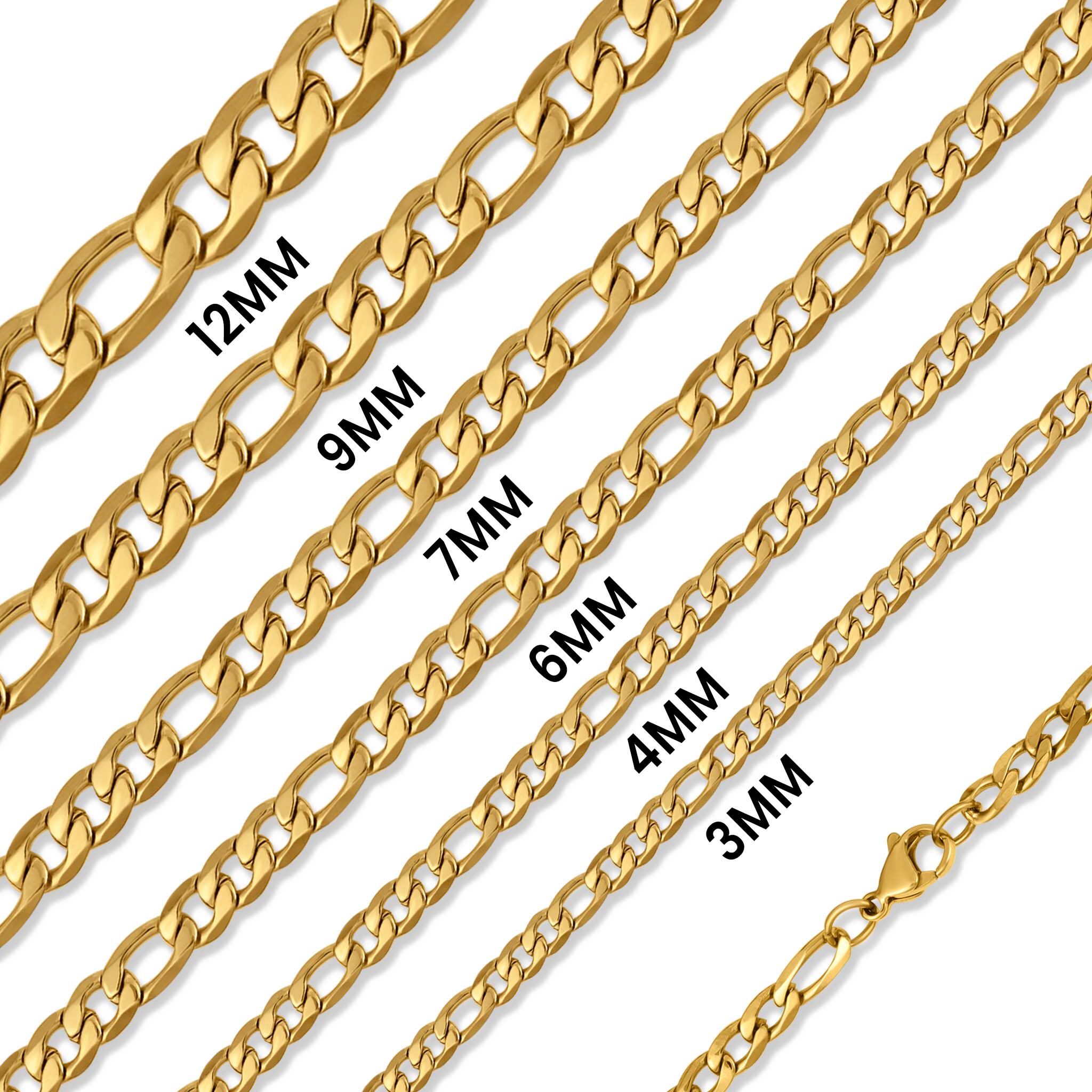 18K Gold PVD Stainless Steel Figaro Chain Necklace