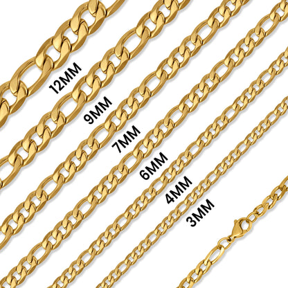 18K Gold PVD Stainless Steel Figaro Chain Necklace