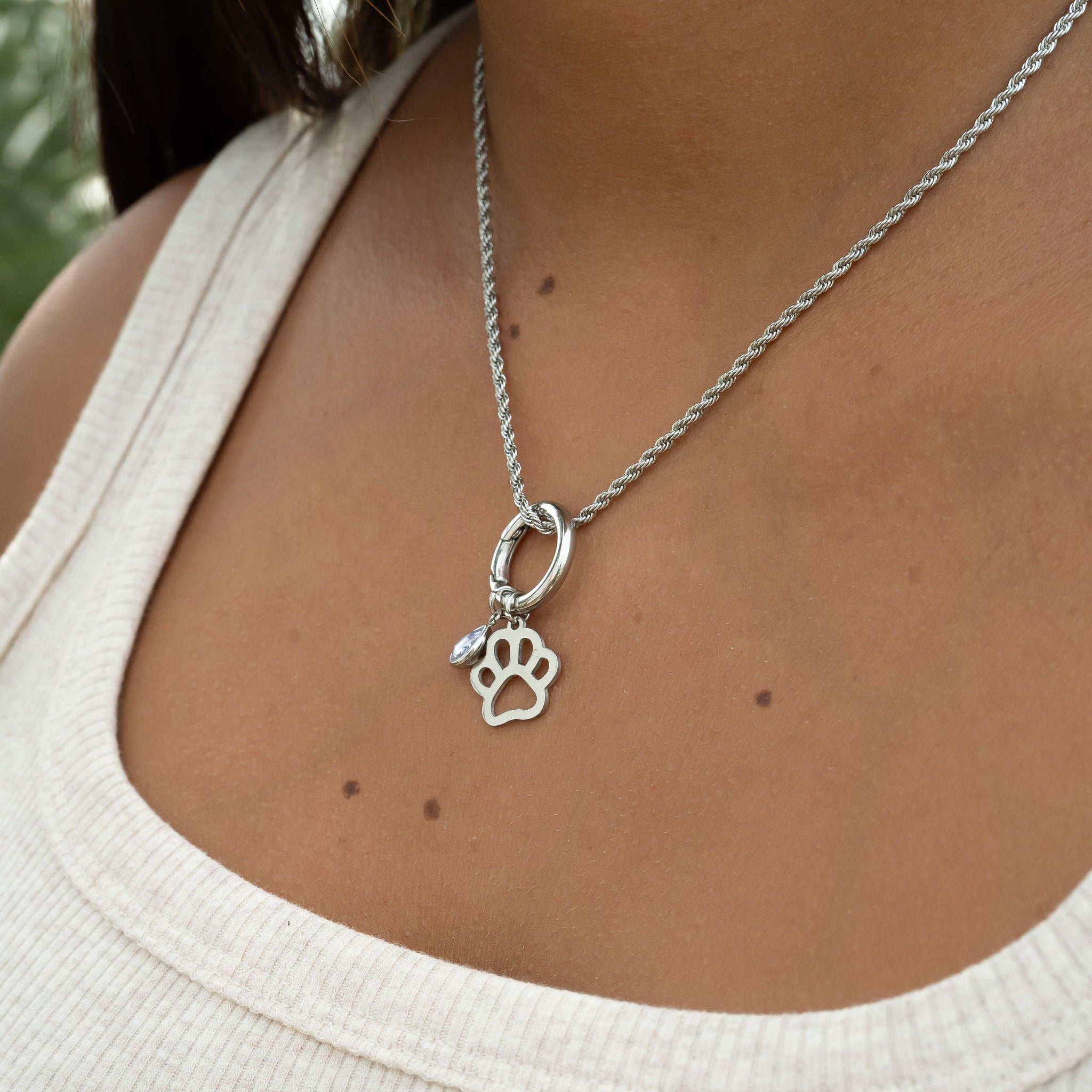 18K Gold PVD Stainless Steel Paw Print Charm