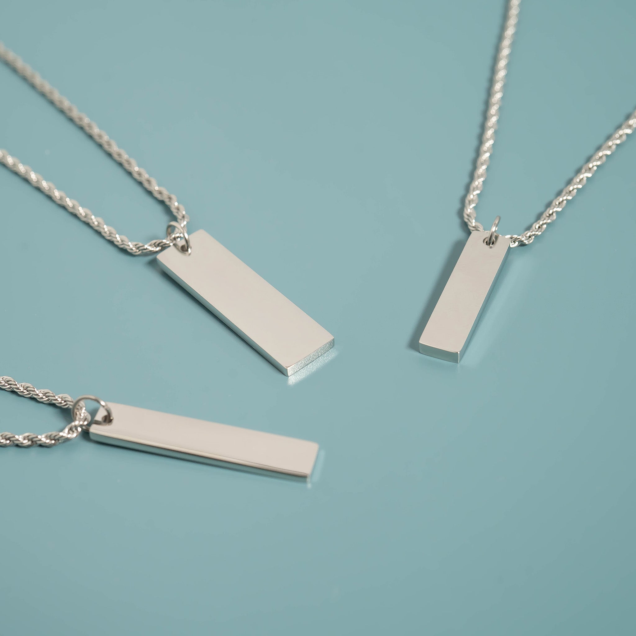 Stainless Steel Polished Vertical Blank Bar Pendant