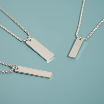 Stainless Steel Polished Vertical Blank Bar Pendant