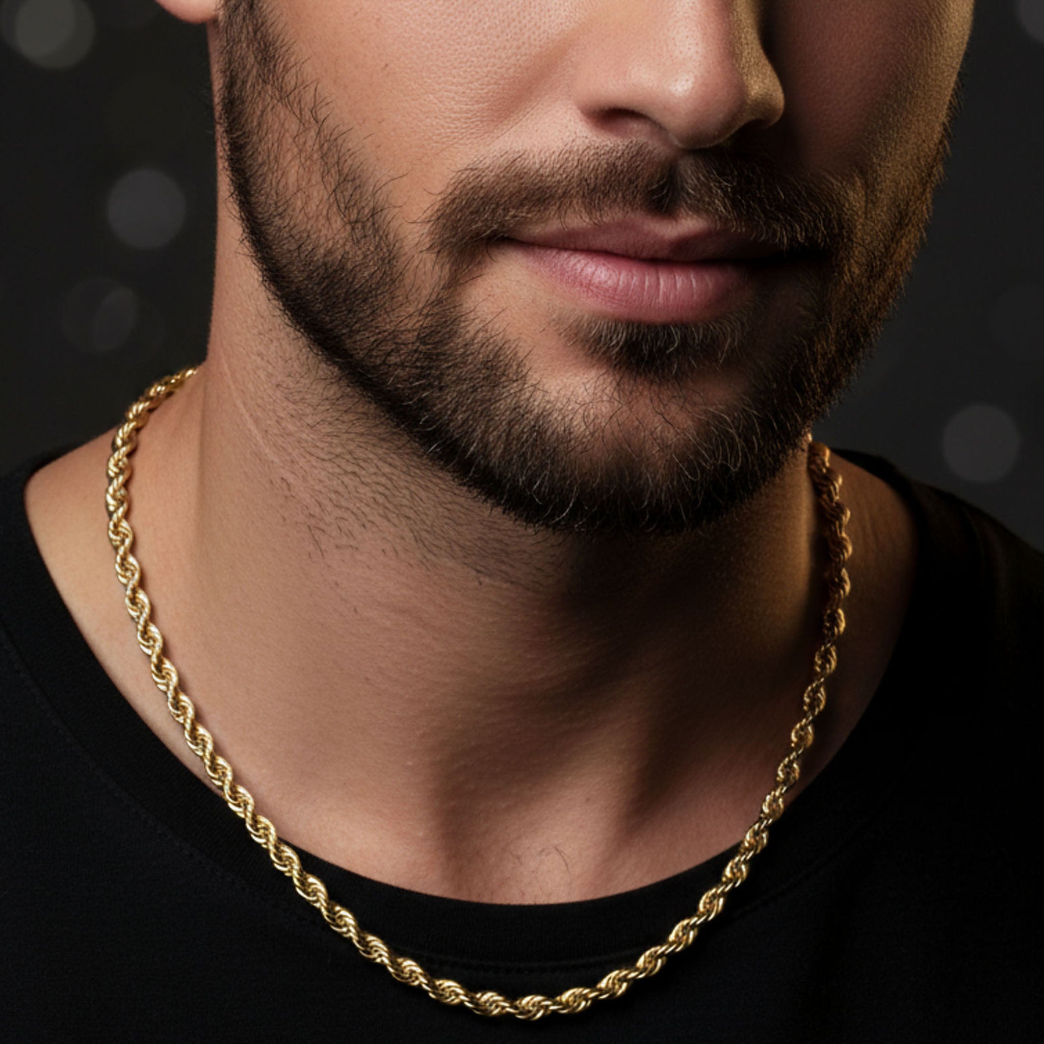 18K Gold PVD Stainless Steel Rope Chain Necklace
