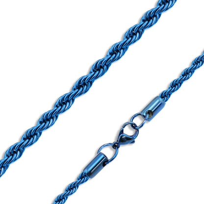 Stainless Steel Blue Rope Chain Necklace