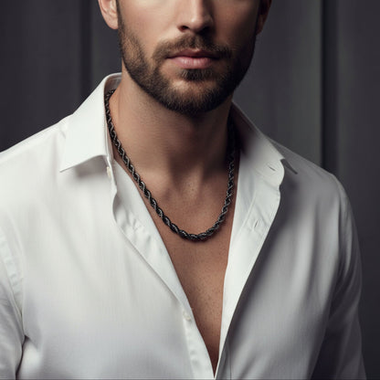 Black Stainless Steel Rope Chain Necklace