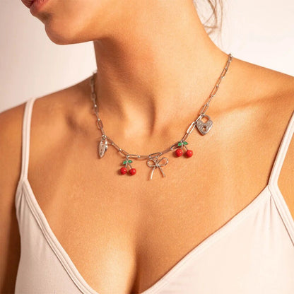 18K Gold PVD Stainless Steel Fruit Stand Charm Set