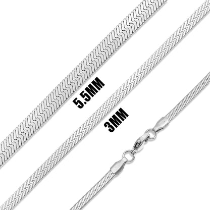 Stainless Steel Herringbone Chain Necklace