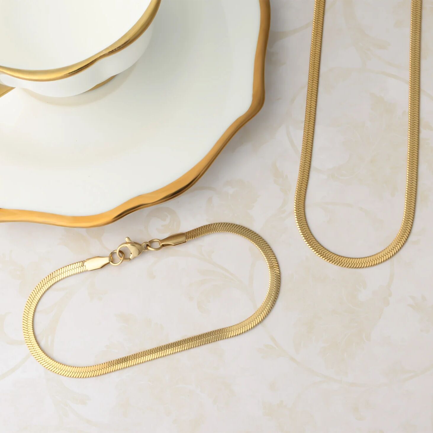 14K Gold Filled PLUS Herringbone Chain Bracelet