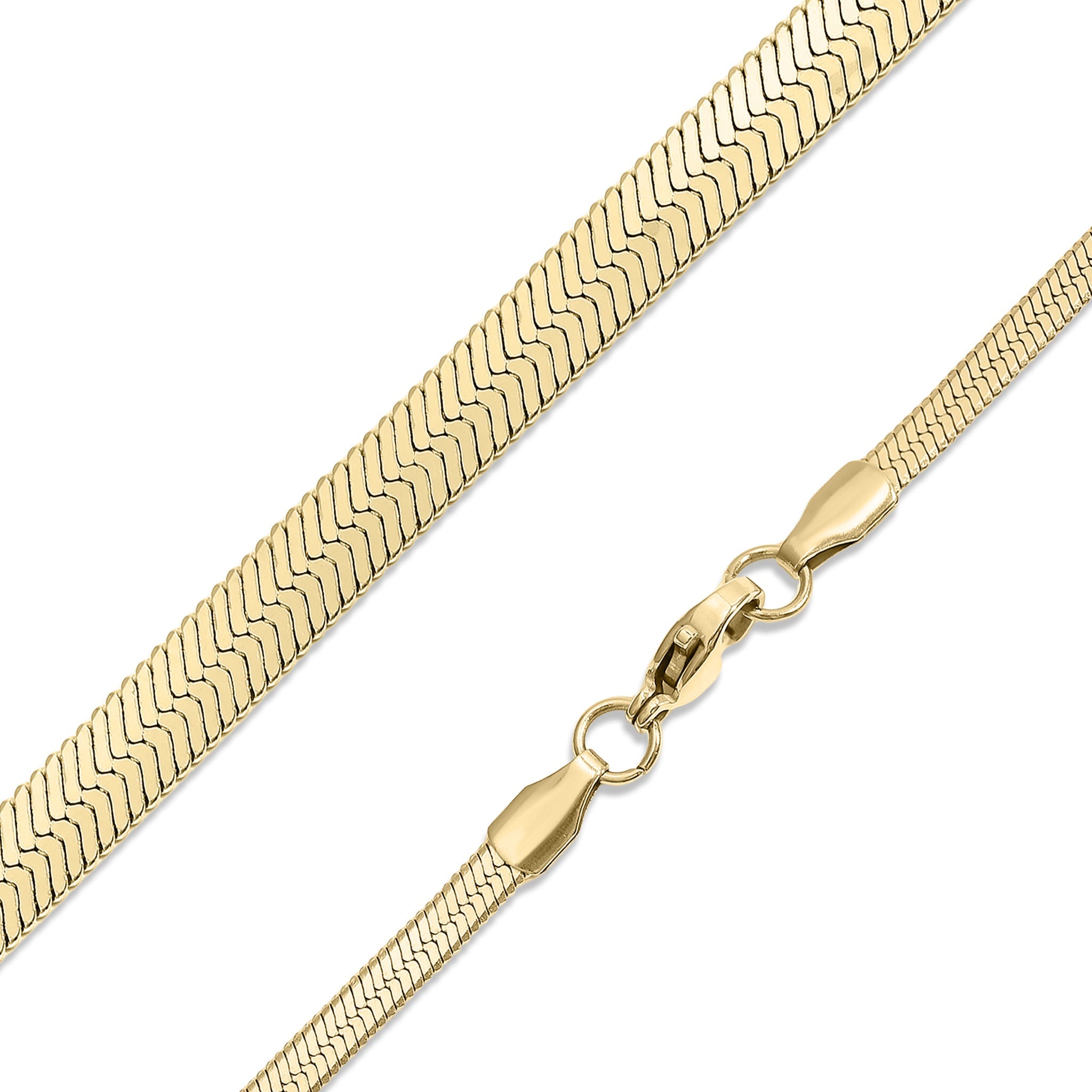 18K Gold PVD Stainless Steel Herringbone Chain Necklace