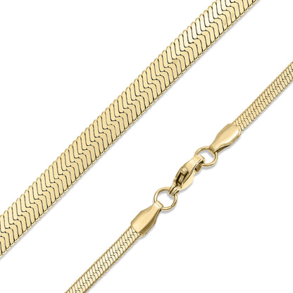 18K Gold PVD Stainless Steel Herringbone Chain Necklace