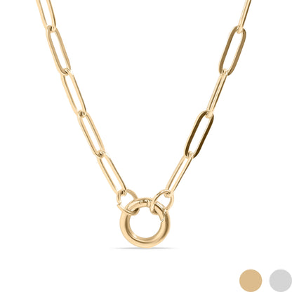 18K Gold PVD Stainless Steel Paperclip Charm Holder Necklace
