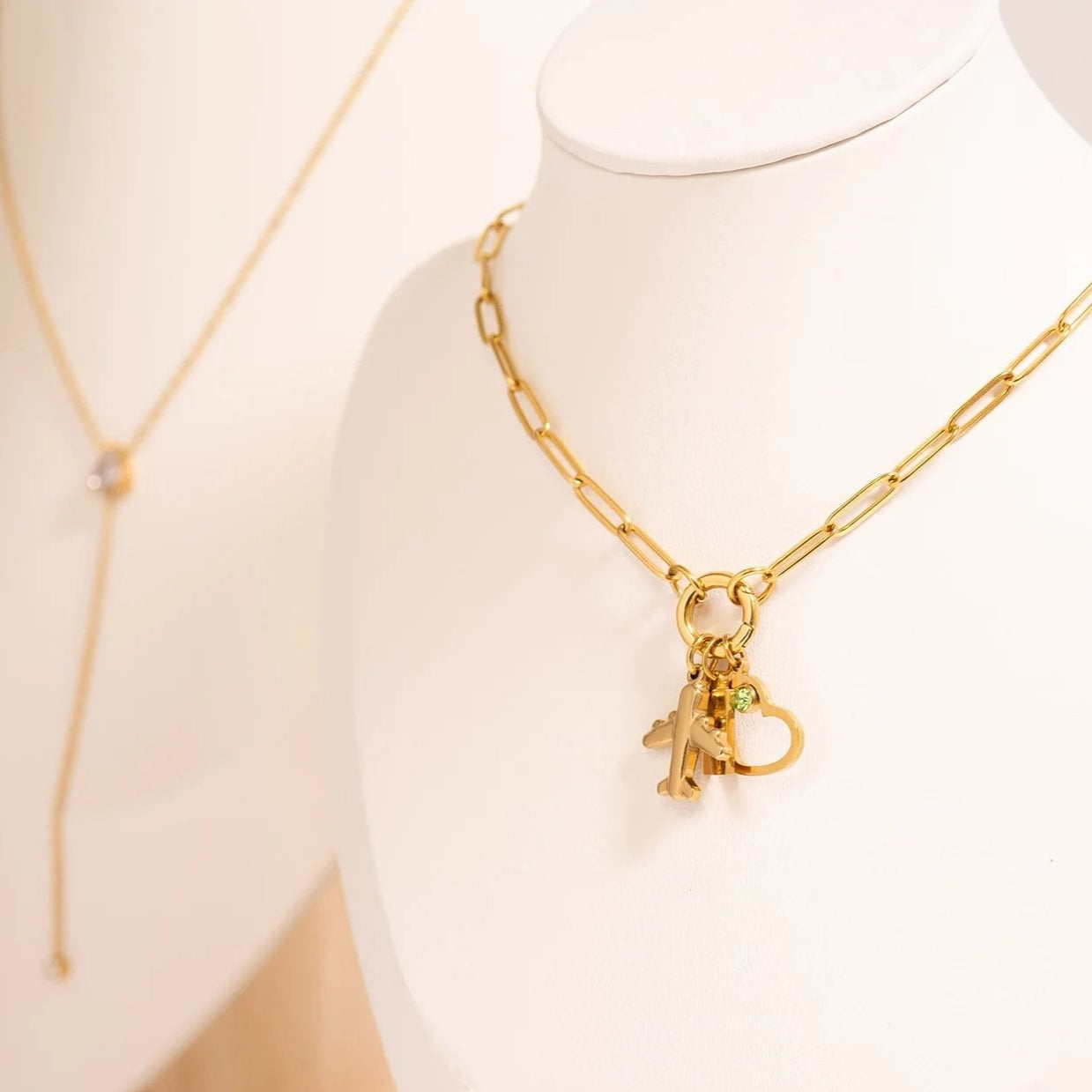 18K Gold PVD Stainless Steel Airplane Charm