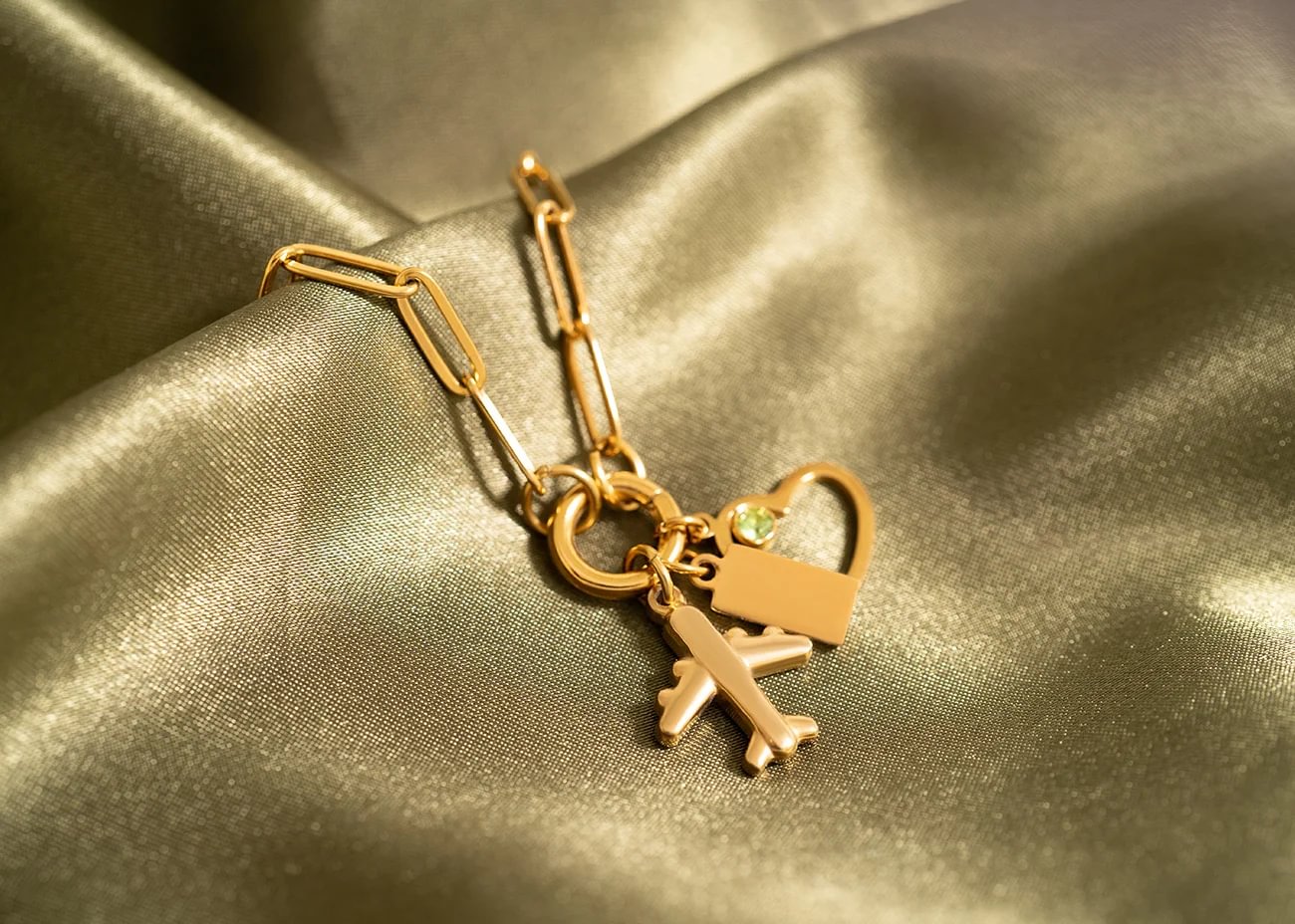 18K Gold PVD Stainless Steel Airplane Charm
