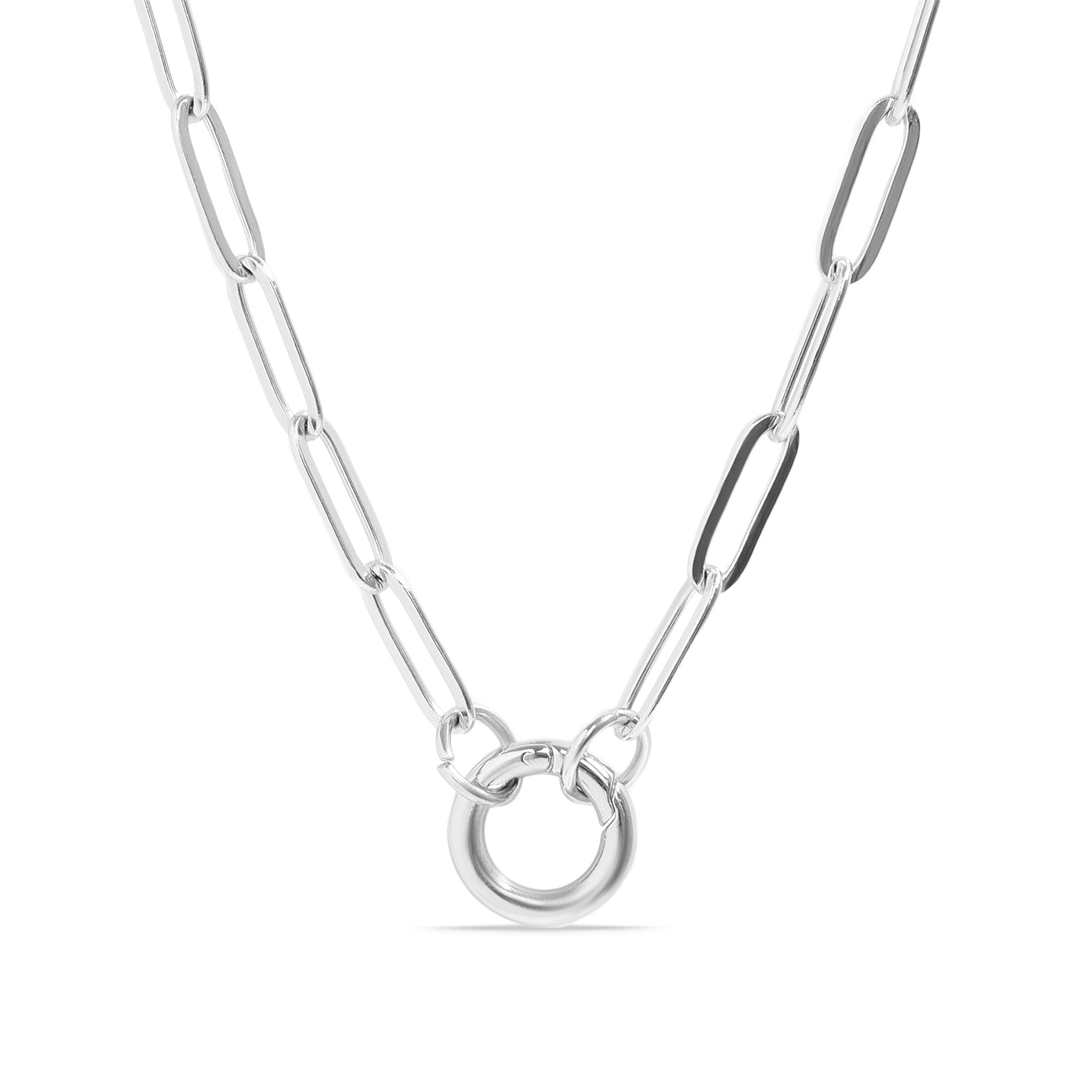 18K Gold PVD Stainless Steel Paperclip Charm Holder Necklace