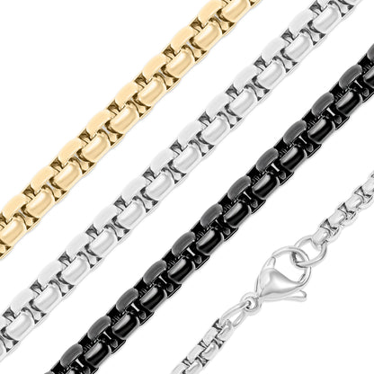 18K Gold PVD Stainless Steel Rounded Box Chain