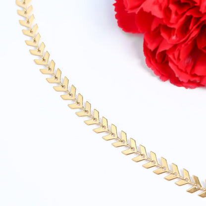 18K Gold PVD Stainless Steel Chevron Chain Necklace
