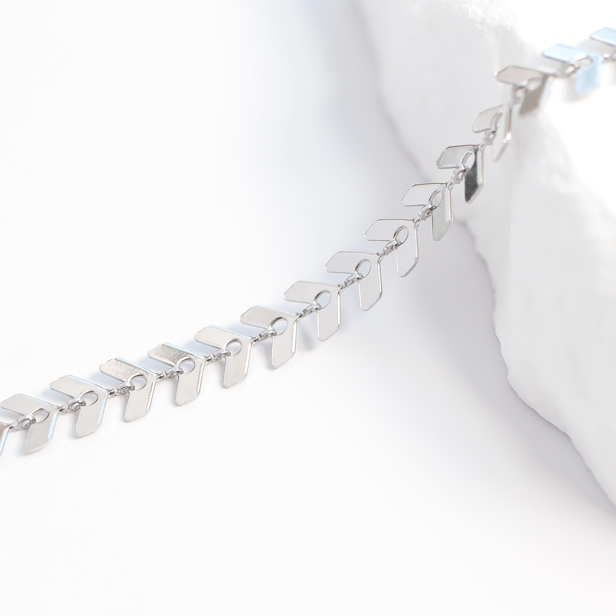 18K Gold PVD Stainless Steel Chevron Chain Necklace