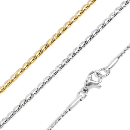 Stainless Steel Twisted Round Link Chain Necklace