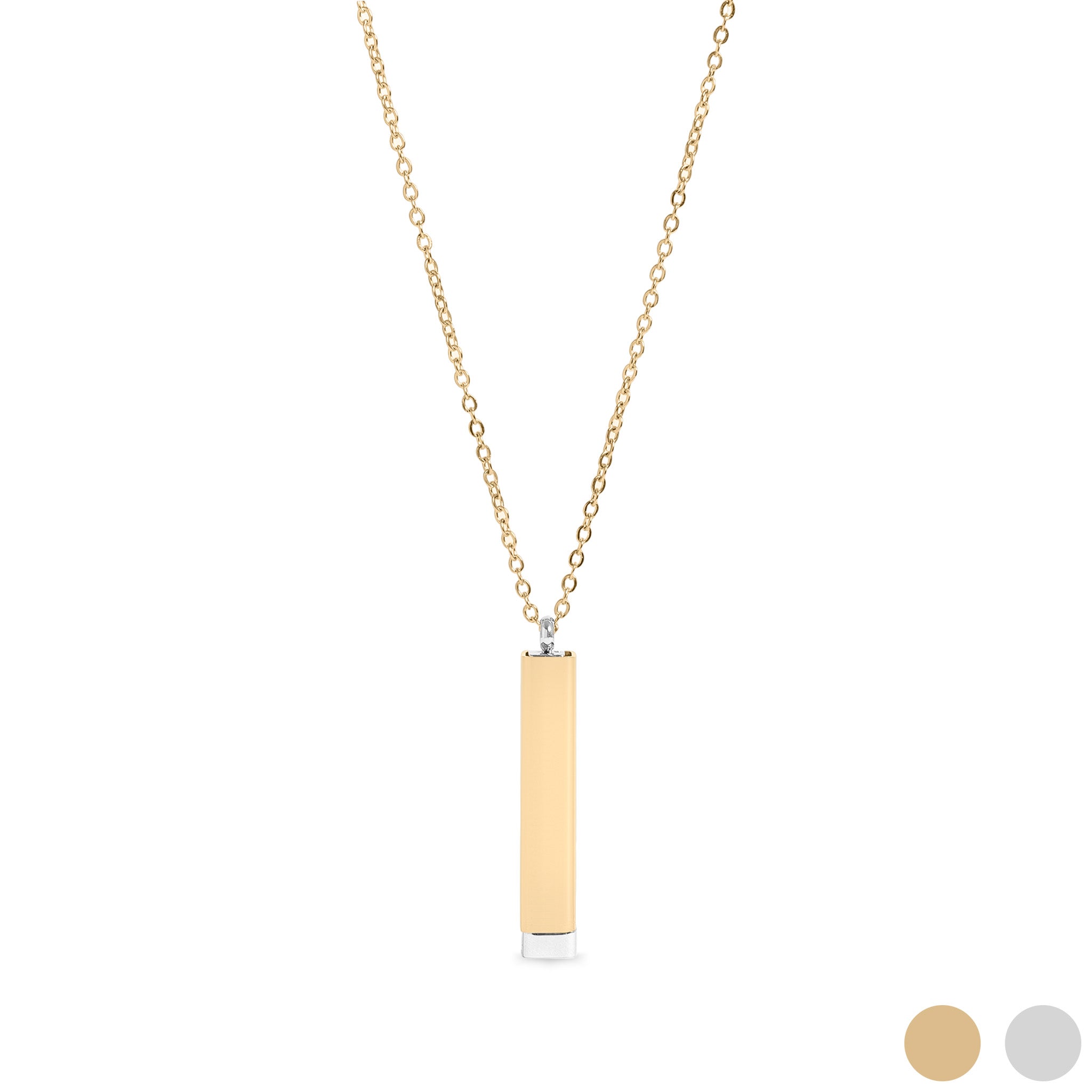 18K Gold PVD Stainless Steel Hidden Message Sliding Blank Bar Necklace