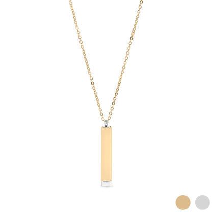 18K Gold PVD Stainless Steel Hidden Message Sliding Blank Bar Necklace