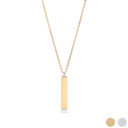 18K Gold PVD Stainless Steel Hidden Message Sliding Blank Bar Necklace