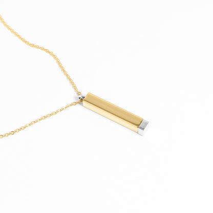 18K Gold PVD Stainless Steel Hidden Message Sliding Blank Bar Necklace