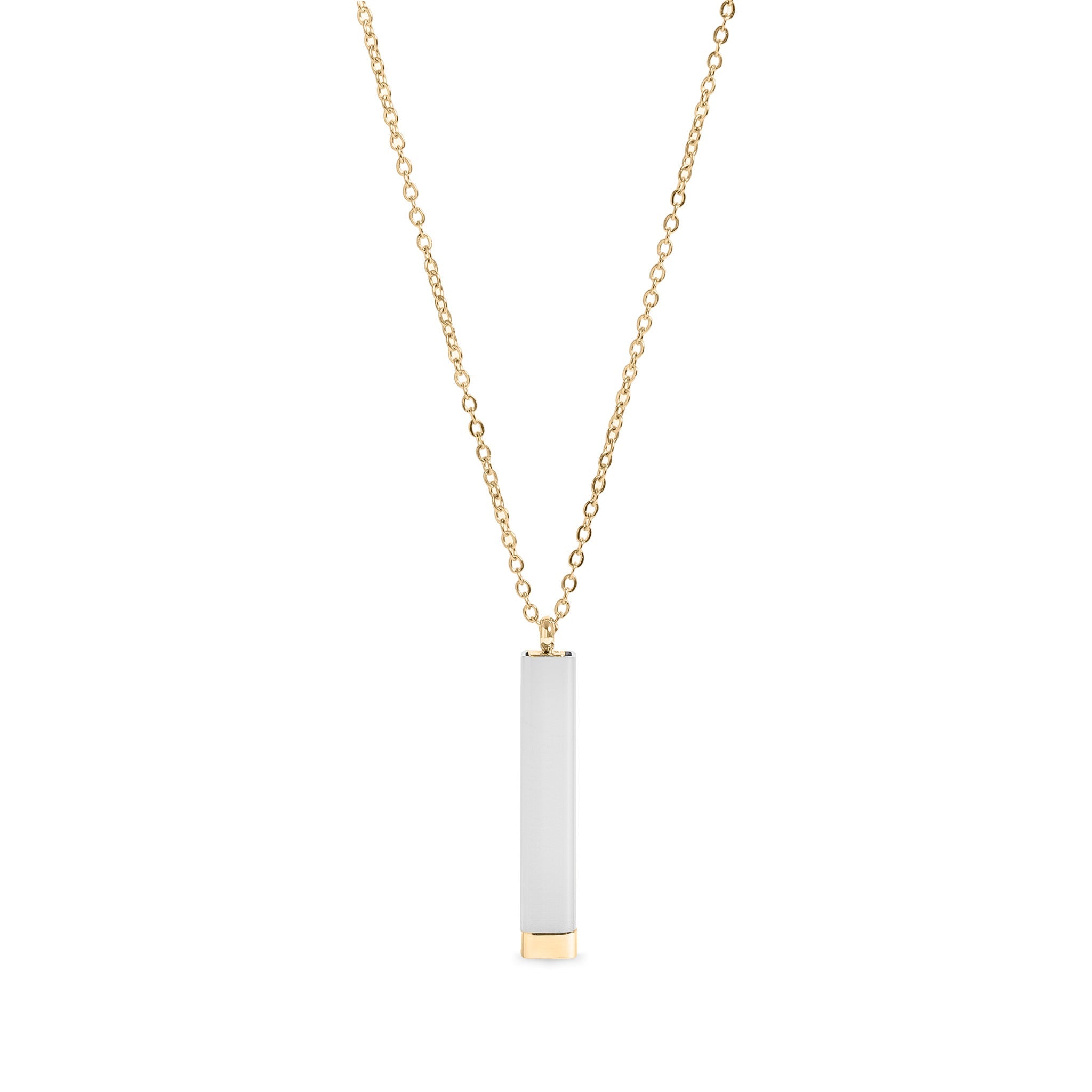 18K Gold PVD Stainless Steel Hidden Message Sliding Blank Bar Necklace