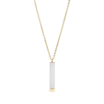 18K Gold PVD Stainless Steel Hidden Message Sliding Blank Bar Necklace