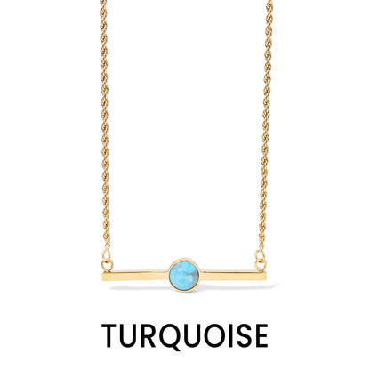 18K Gold PVD Stainless Steel Semi Precious Natural Stone Bar Necklace