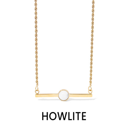 18K Gold PVD Stainless Steel Semi Precious Natural Stone Bar Necklace