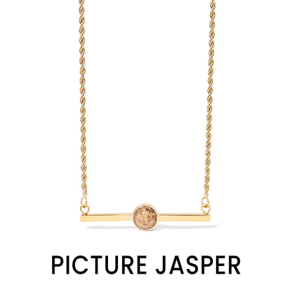 18K Gold PVD Stainless Steel Semi Precious Natural Stone Bar Necklace