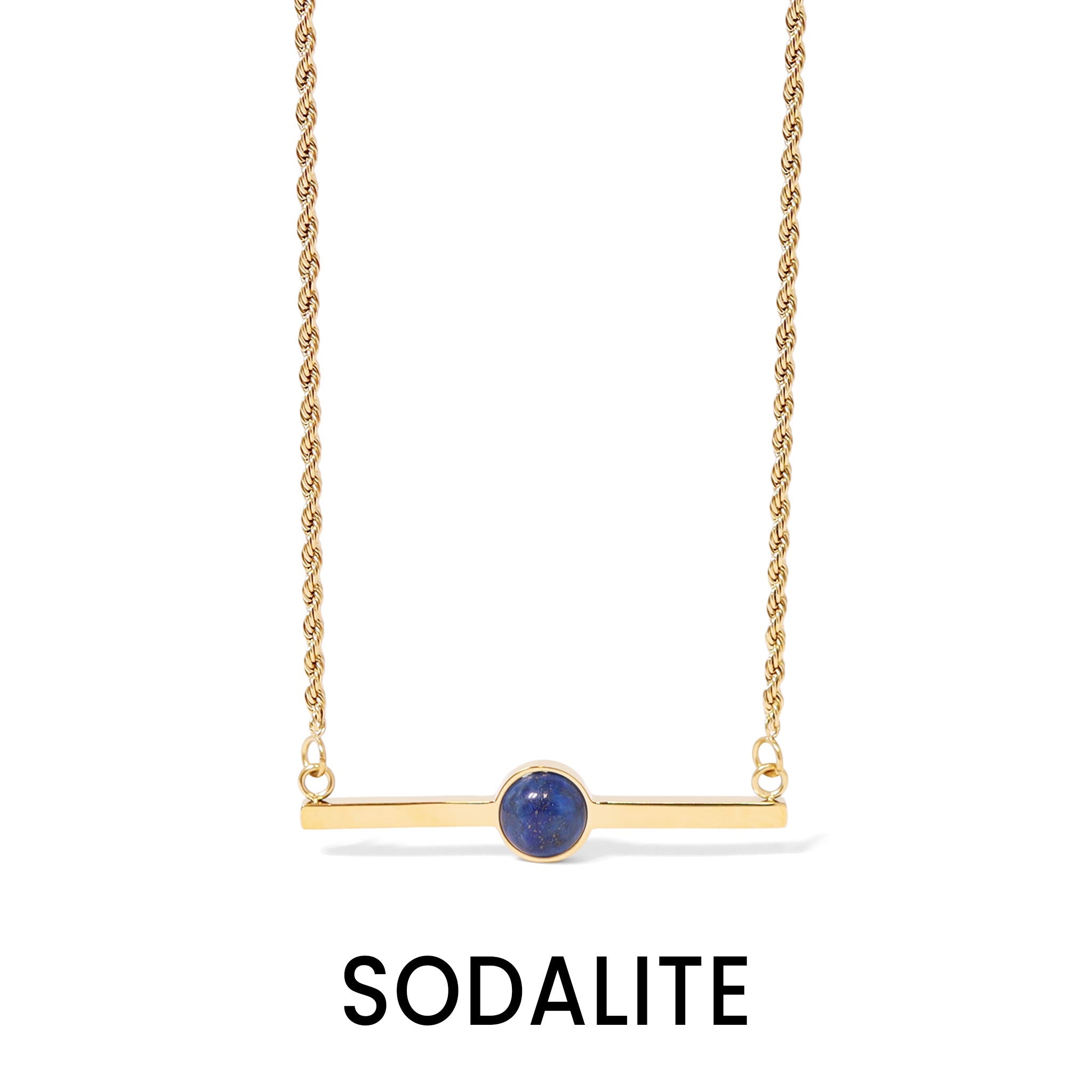 18K Gold PVD Stainless Steel Semi Precious Natural Stone Bar Necklace