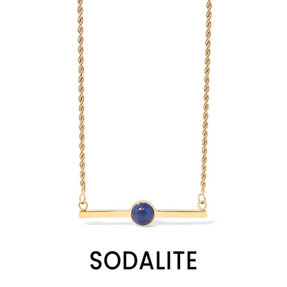 18K Gold PVD Stainless Steel Semi Precious Natural Stone Bar Necklace