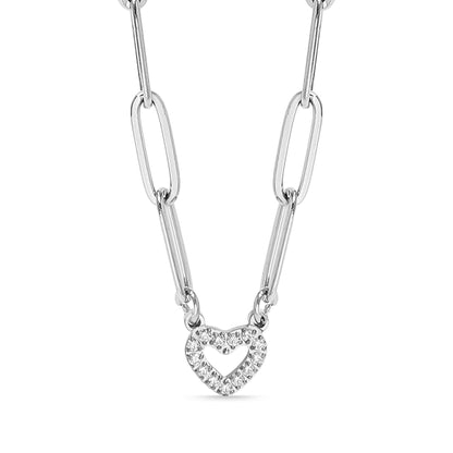 18K Gold PVD Stainless Steel Stone "Heart" Paperclip Chain Necklace