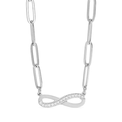 18K Gold PVD Stainless Steel Stone "Infinity" Paperclip Chain Necklace