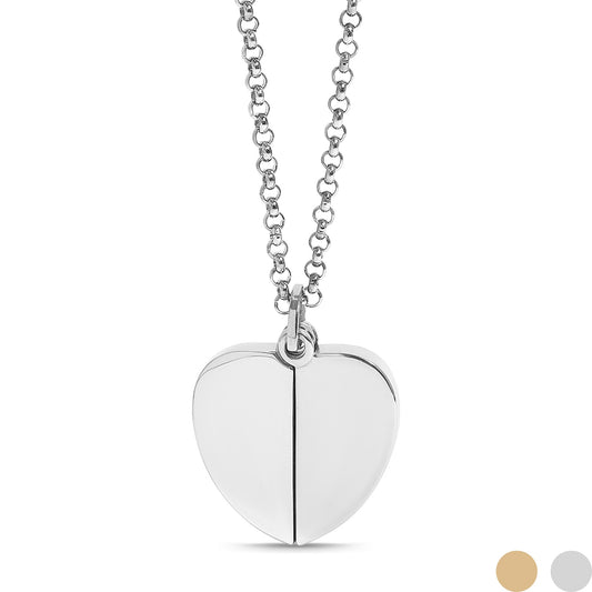 18K Gold PVD Stainless Steel Blank Heart Hidden Message Necklace