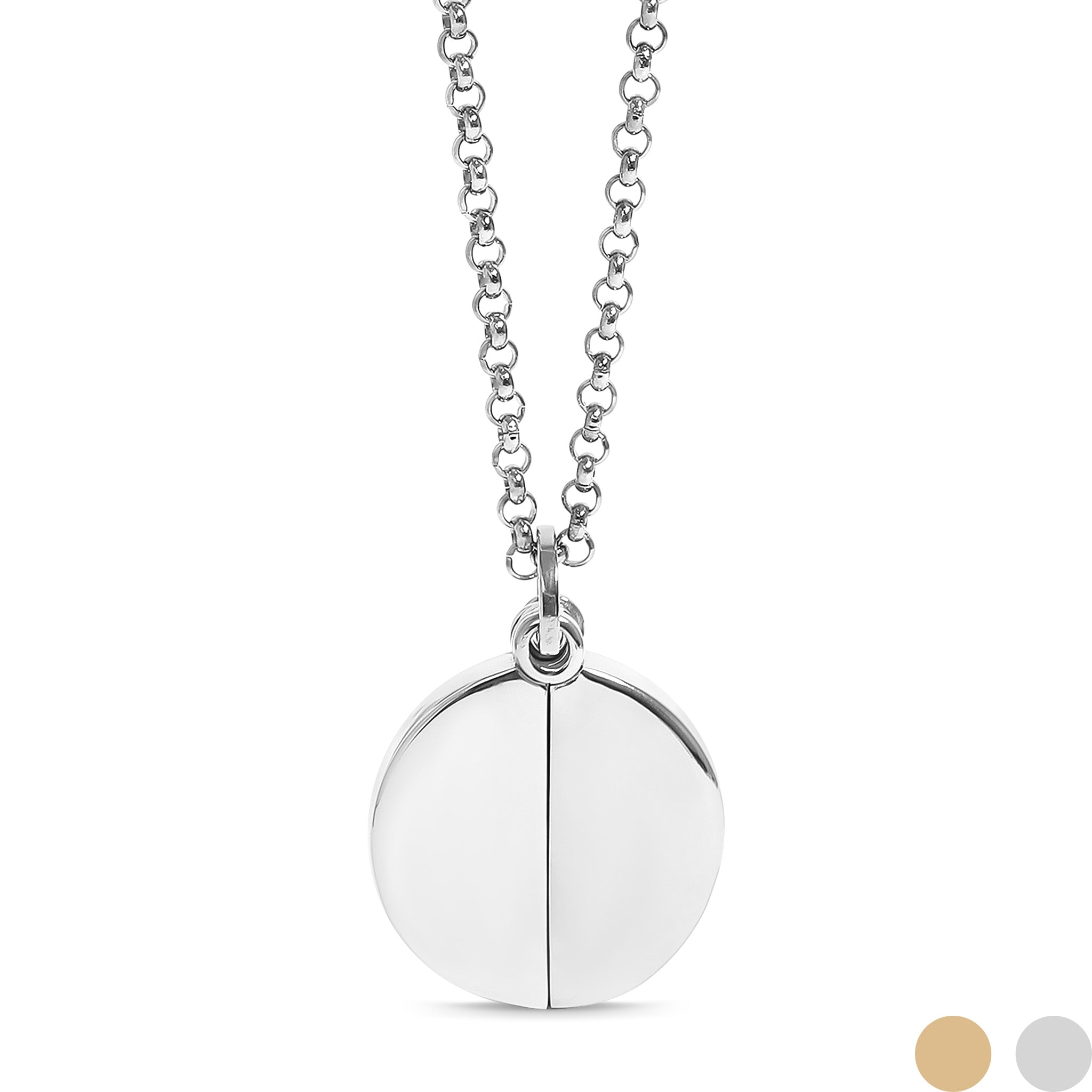 18K Gold PVD Stainless Steel Blank Circle Hidden Message Necklace