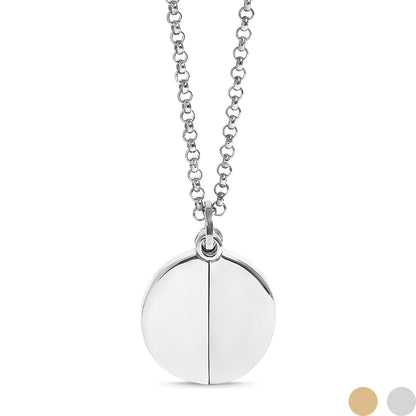 18K Gold PVD Stainless Steel Blank Circle Hidden Message Necklace