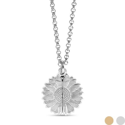 18K Gold PVD Stainless Steel Sunflower Hidden Message Necklace