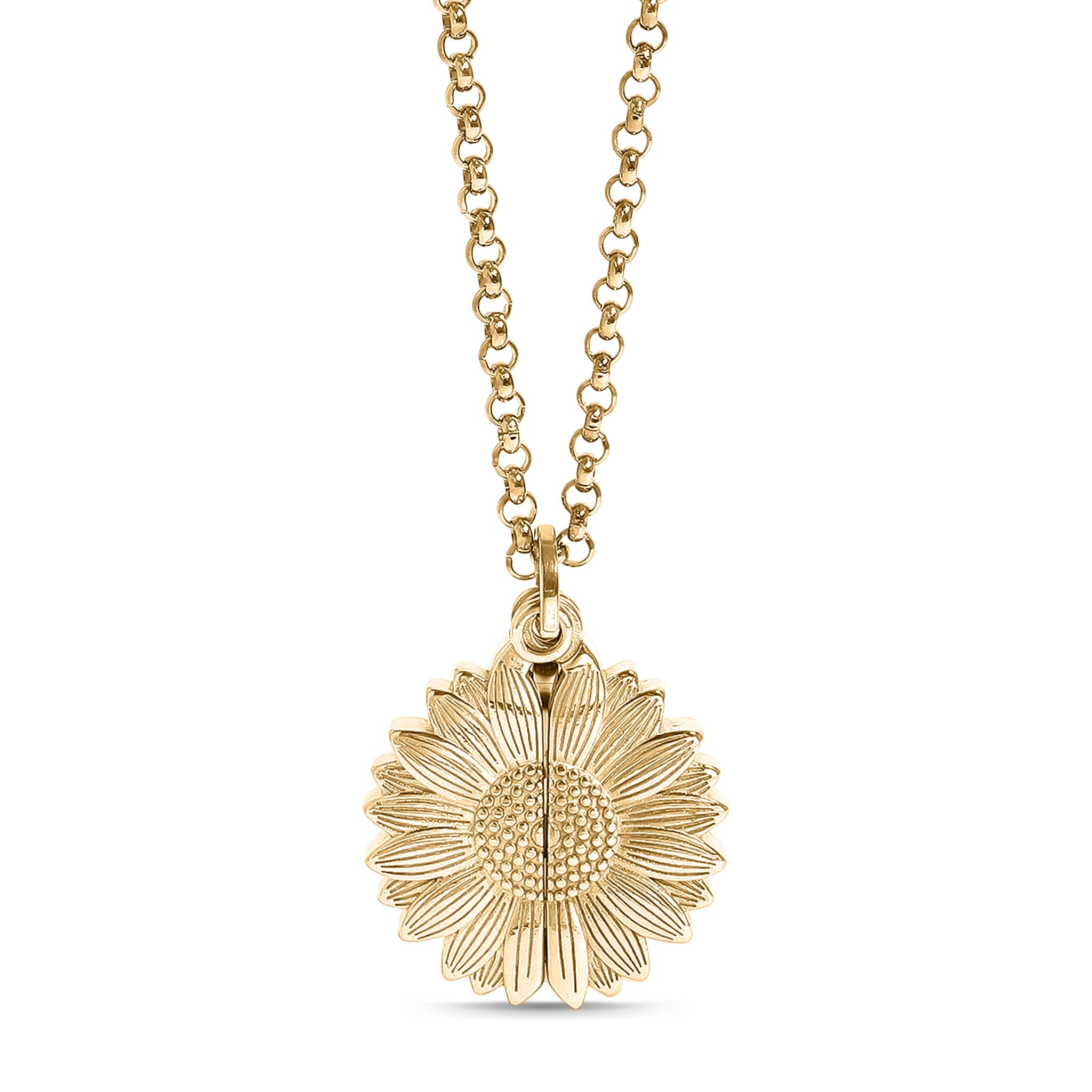 18K Gold PVD Stainless Steel Sunflower Hidden Message Necklace