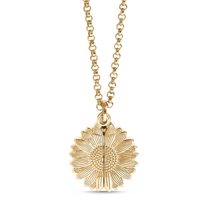 18K Gold PVD Stainless Steel Sunflower Hidden Message Necklace