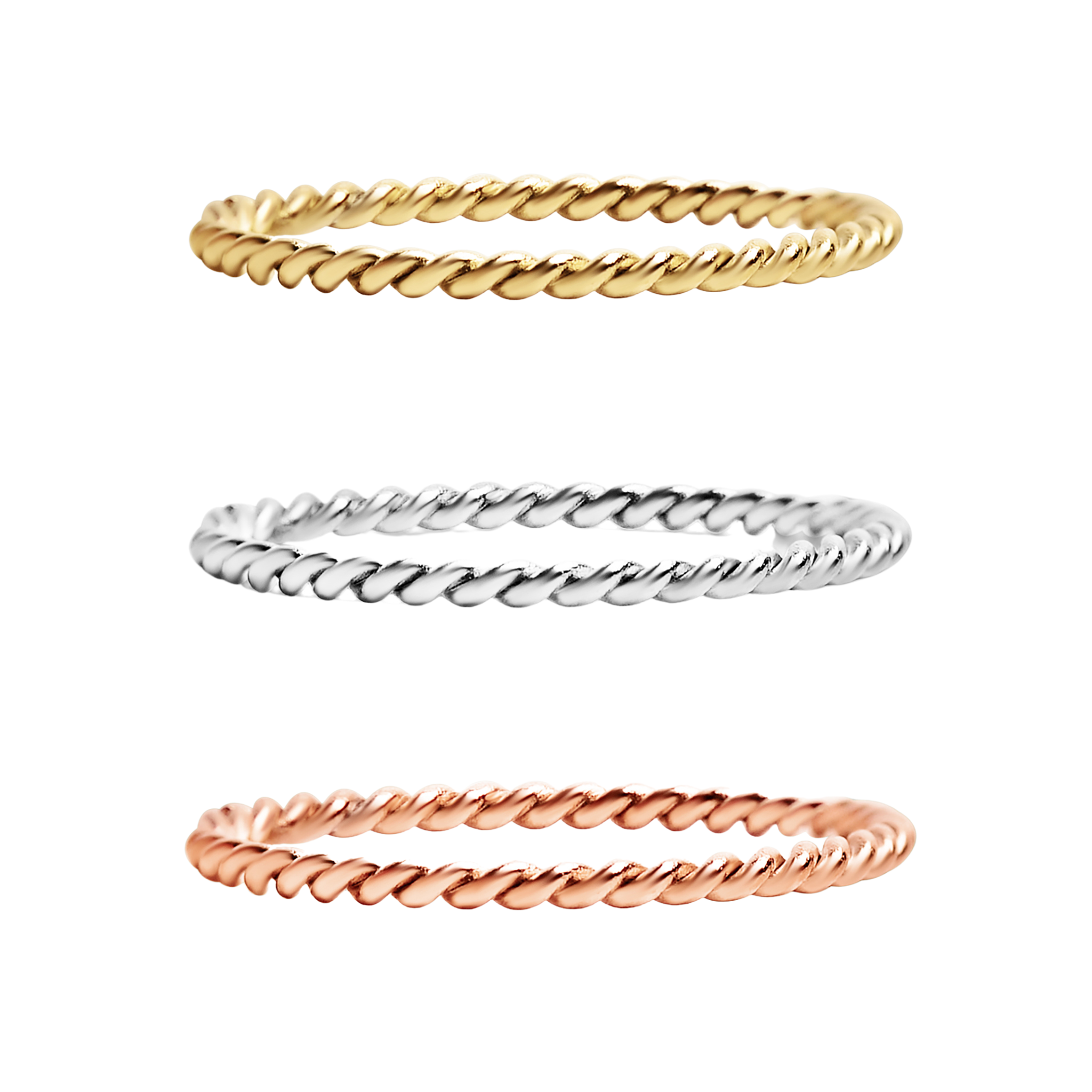 18K Gold PVD Stainless Steel Braided Spacer Ring