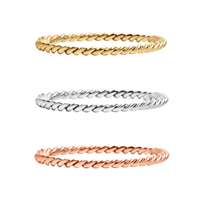 18K Gold PVD Stainless Steel Braided Spacer Ring