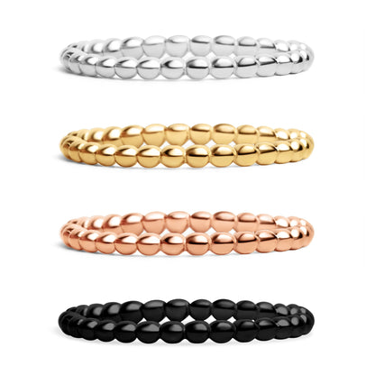 18K Gold PVD Stainless Steel Beaded Stacking Ring