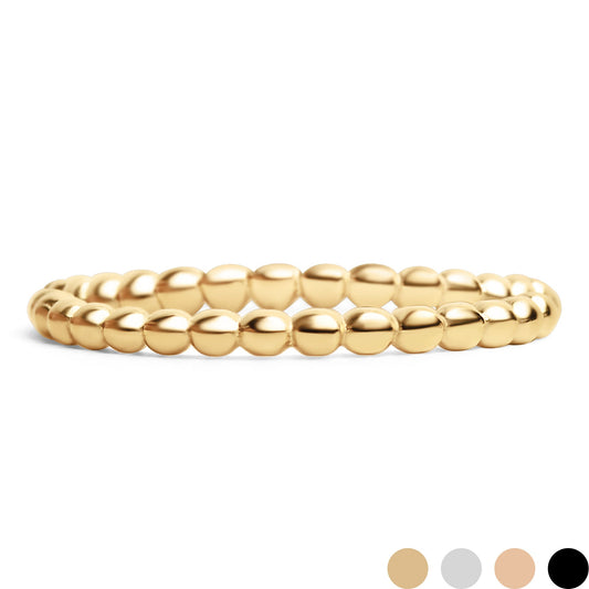 18K Gold PVD Stainless Steel Beaded Stacking Ring