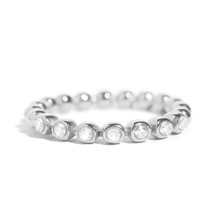 Stainless Steel Beaded CZ Stacking Ring