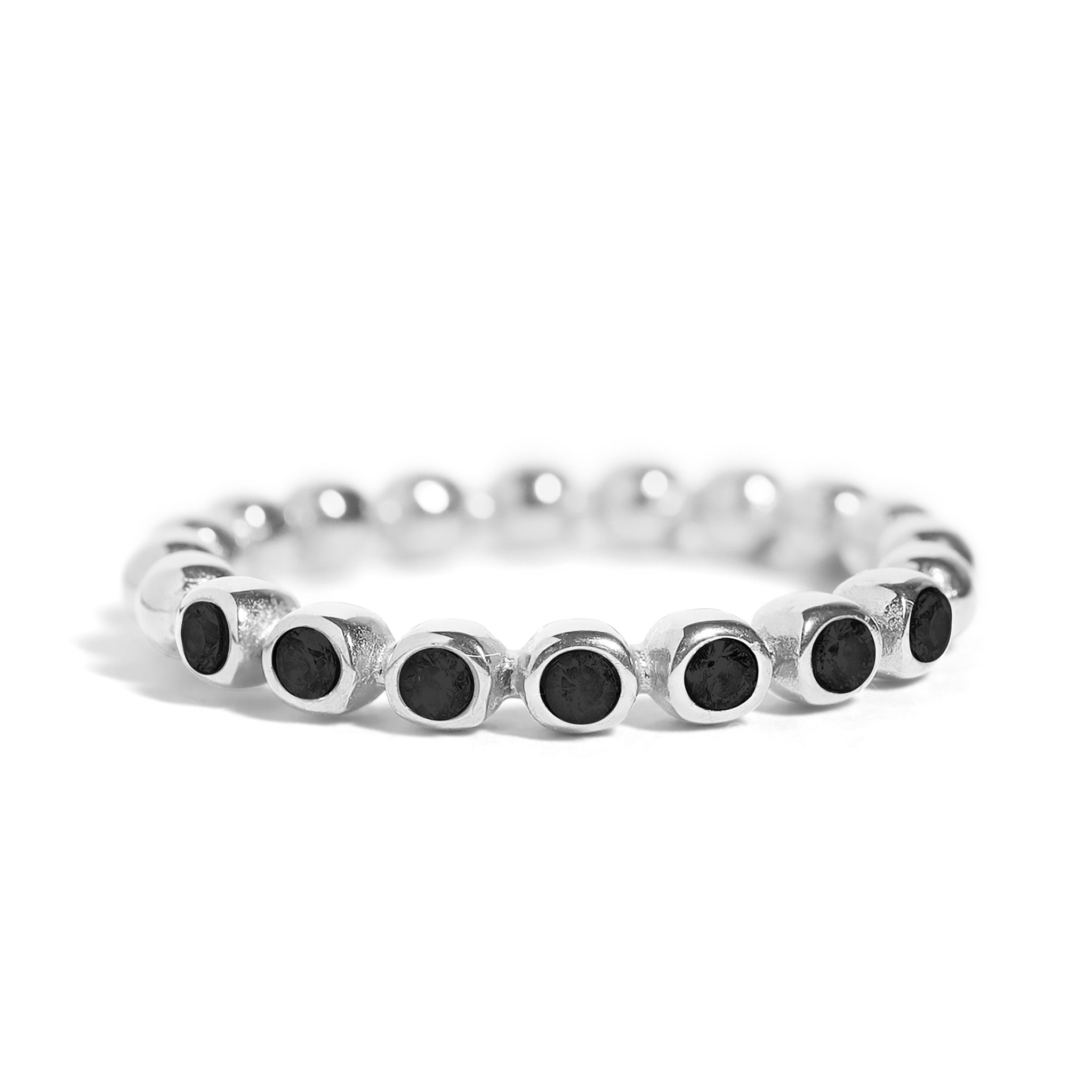 Stainless Steel Beaded CZ Stacking Ring