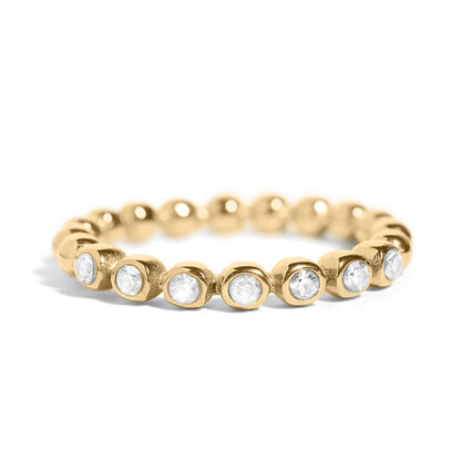 18K Gold PVD Stainless Steel Beaded CZ Stacking Ring