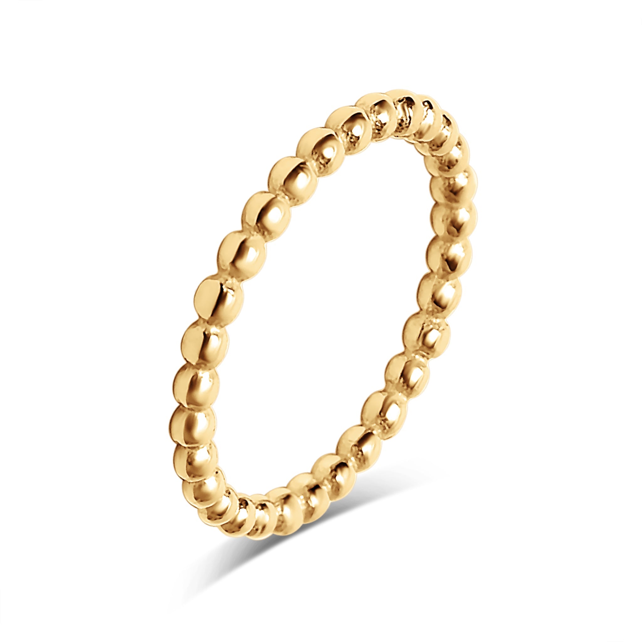 18K Gold PVD Stainless Steel Beaded Stacking Ring