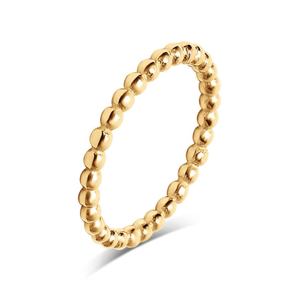 18K Gold PVD Stainless Steel Beaded Stacking Ring