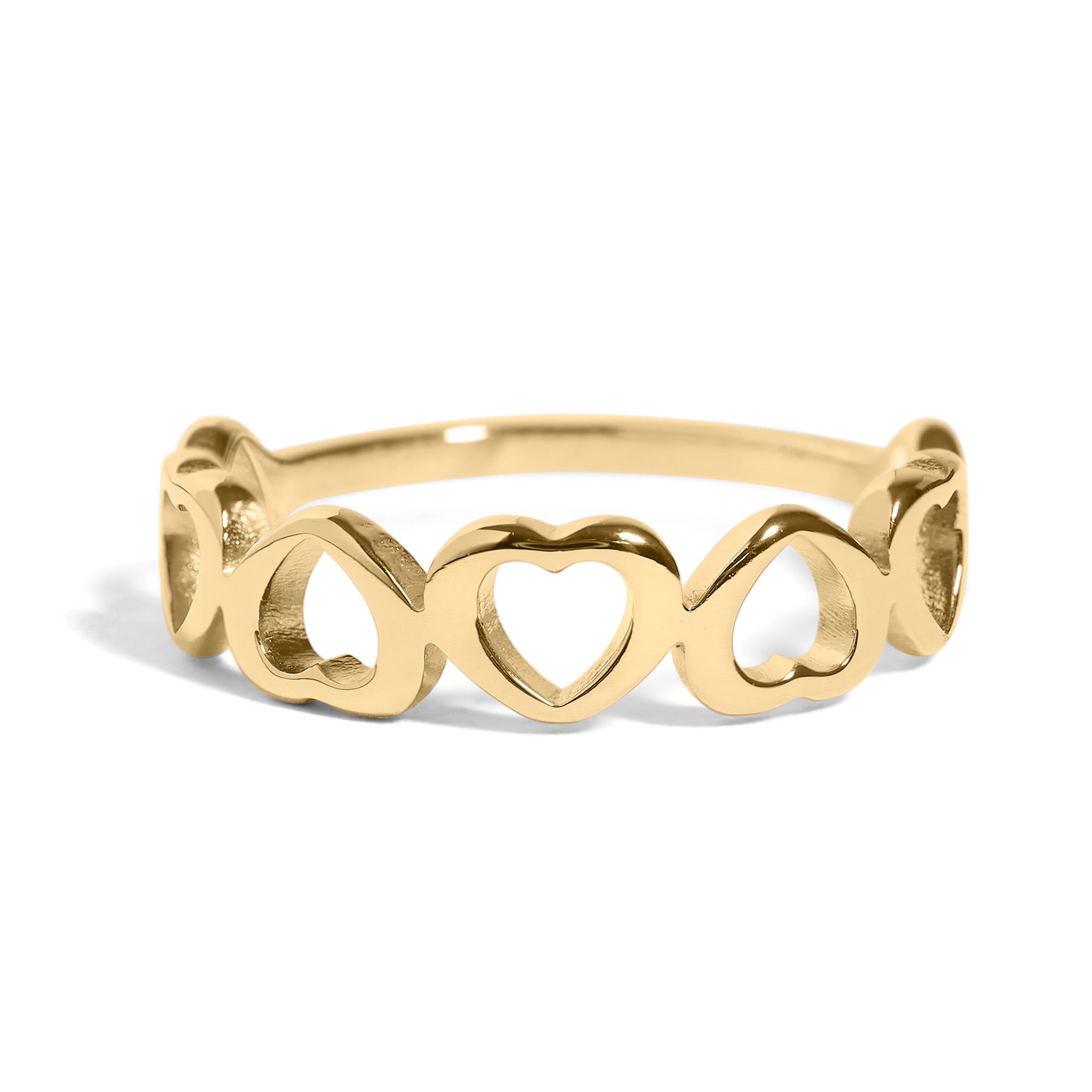 18K Gold PVD Stainless Steel Alternating Heart Stacking Ring